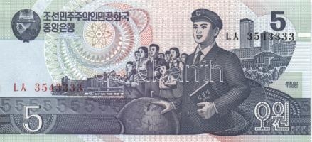 Észak-Korea 1992. 50W + 1998. 5W + 10W + 2005. 200W T:I North Korea 1992. 50 Won + 1998. 5 Won + 10 Won + 2005. 200 Won C:Unc
