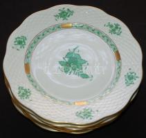 21 darabos kézzel festett és aranyozott, sorszámozott, Apponyi vert-mintás, jelzett Herendi porcelán...