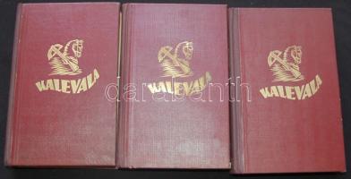 Kalevala I-III köt. Ford. Vikár Béla. Bp, 1940, Lafontaine Irodalmi Társaság. Kiadói aranyozott félvászon kötésben, jó állapotban