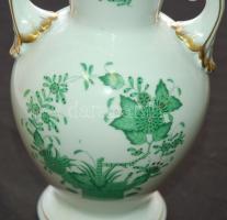 Kézzel festett sorszámozott Fleurs des Indes vertes-mintás jelzett Herendi porcelán váza hibátlan ál...