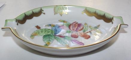 Kézzel festett sorszámozott Viktória-mintás jelzett Herendi porcelán hamutál hibátlan állapotban / Handpainted numbered Herend chinaware ash-tray in flawless condition 11x7,5cm