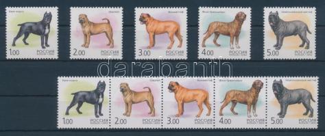 Kutyafajták (II.) ötöscsík + sor + kisív, Dog breeds (II) stripe of 5 + set + minisheet, Hunderassen (II) Fünferstreifen + Satz + Kleinbogen
