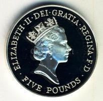 Nagy Britannia 1996. 5Ł Ag "II. Erzsébet királyné 70. születésnapja" eredeti dísztokban tanúsítvánnyal T:PP Great Britain 1996. 5 Pounds Ag ""Queen Elizabeth II 70th Birthday" in original case with certificate C:PP
