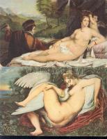 2 db régi képeslap, női aktok, Léda és Vénusz