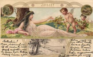 Juillet, Art Nouveau litho