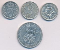 Nagy-Britannia 1891. 3p Ag "Viktória" + 1920. 3p Ag + 1925. 1Sh Ag "V. György" + 1937. 3p Ag "VI. György" T:2,2-,3 Great Britain 1891. 3 pence Ag "Victoria" + 1920. 3 pence Ag + 1925. 1 Shilling Ag "George V" + 1937. 3 pence Ag "George VI" C:XF,VF,F