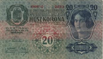 1913. 20K (3x) román felülbélyegzéssel T:III