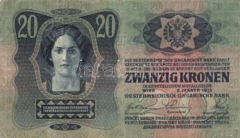 1913. 20K (3x) román felülbélyegzéssel T:III