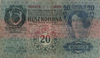 1913. 20K (3x) román felülbélyegzéssel T:III