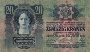 1913. 20K (3x) román felülbélyegzéssel T:III