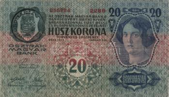 1913. 20K (3x) román felülbélyegzéssel T:III