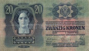 1913. 20K (3x) román felülbélyegzéssel T:III