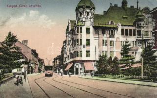 Szeged Corso kávéház, villamos