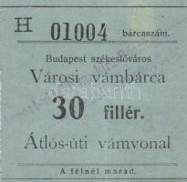 Budapest / Városi vámbárca 30f + 40f + 70f + 120f Átlós-úti vámvonalra T:II,III