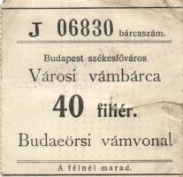 Budapest / Városi vámbárca 30f + 40f + 70f + 120f Átlós-úti vámvonalra T:II,III