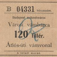 Budapest / Városi vámbárca 30f + 40f + 70f + 120f Átlós-úti vámvonalra T:II,III