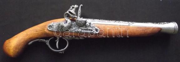 Gazdag díszítésű csappantyús pisztoly igényesen kidolgozott gyűjtői replikája /  Repcila of vintage pistol 36cm