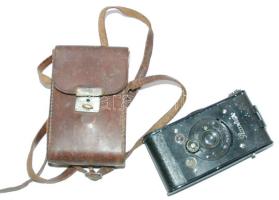1926-1932 Ikon Zeiss Piccolette típusú harmonikás fényképezőgép Contessa Nettel lencsével bőr tokjában / Ikon Zeiss Piccolette photo camera with Contessa Nettel lens in leather case