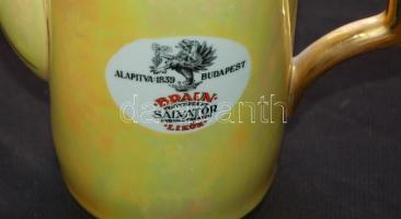 ~1940 Mázas jelzett Zsolnay porcelán kancsó "Braun Testvérek Salvator gyomorerősítő likőr"...