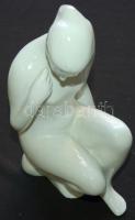 Nagyméretű festetlen jelzett csehszlovák porcelán női figura / Large unpainted czechoslovak chinaware woman figure 27cm