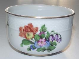 Kézzel festett apró virágokkal díszített Herendi porcelán tálka / Handpainted Herend chinaware bowl 5,5x9cm