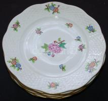 6db kézzel festett sorszámozott Eton-mintás jelzett Herendi porcelán süteményes tányér / Handpainted numbered Herend chinaware cake plates d: 19cm