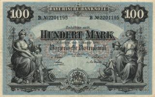 Német Birodalom/Weimari Köztársaság/München/Bayerische Notenbank 1900.1.1. 100M T:II- Germany-Weimar Republic/München/Bayerische Notenbank 1922.1.1. 100 Mark C:VF