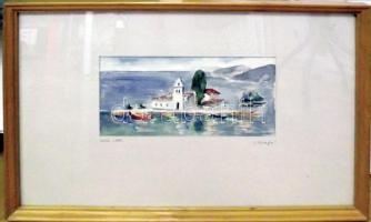 Barta 1992 jelzéssel: Korfu, akvarell-papír, üvegezett keretben 52x37cm