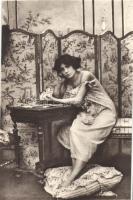 Brothel interior, card game