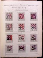 cca 1900 Osztrák anyagminta-oktatóanyag szövetekkel nagy mappában / Austrian cotton samples and fabr...