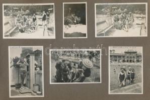 1933 Budapesti fürdőélet 14 db fotó 6x9 cm kartonlapon, néhány Gödöllő