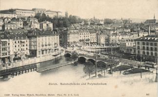 Zürich Railway station bridge, Polytechnic, Central Hotel, tram