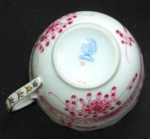 Kézzel festett sorszámozott Waldstein rose-mintás komplett 6 személyes jelzett Herendi porcelán kávé...