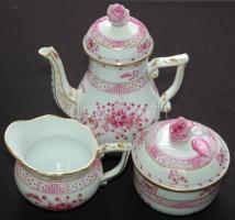 Kézzel festett sorszámozott Waldstein rose-mintás komplett 6 személyes jelzett Herendi porcelán kávé...