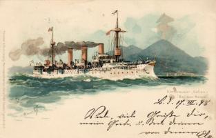 Gefion mit Privatmarke C Litho 1898 (fl)