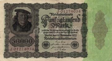 Német Birodalom/Császárság 1922.10.19. 500.000M + 1922.12.1. 5000M + 1923.2.1. 100.000M T:II,III
Ger...