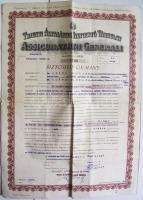 1935. Triesti Általános Biztosító Társulat biztosítási okmánya T:III