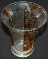 Festett üveg váza 13,5cm magas