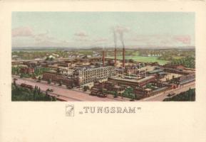 Budapest IV. Tungsram gyár, a cég hirdetésével a hátoldalon