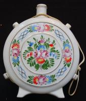 2db kézzel festett jelzett hollóházi porcelán kulacs dugó nélkül / Handpainted chinaware flask without stopper 18cm, 22cm