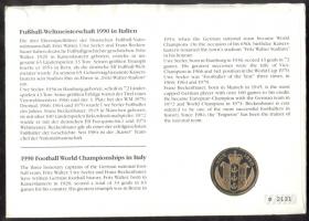Niue 1990. 5$ "Labdarúgó VB - Olaszország" érmés borítékon teljes bélyegsorral, elsőnapi b...
