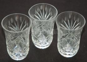 Dekoratív kristálytál (d:18cm) 3db kristálypohárral (9cm)