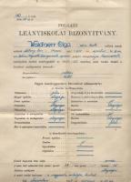 2db Polgári leányiskolai bizonyítvány a soproni "Isteni Megváltó leányainak" polgári iskolájából (1925 és 1926)