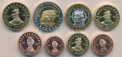2004. 1c-5€ Magyar Köztársaság Euro sorának 9db klf próbaverete T:PP