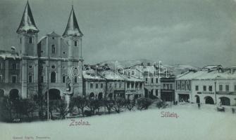 Zsolna in winter, Reisz Hotel, Shop of Tatár József, Fonciére insurance