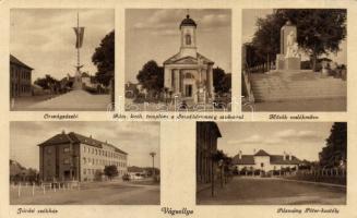 Vágsellye Pázmány castle, County hall, national flag, heroes memorial