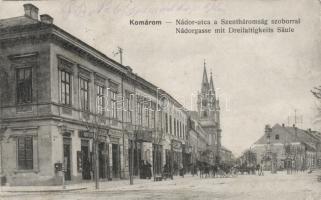 Komárom Trinity statue, Nádor street, Shop of Pollák Lajos, tobacconist shop