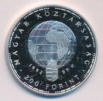 1992. 200Ft Ag "Veszélyeztetett állatvilág-gólya" T:PP