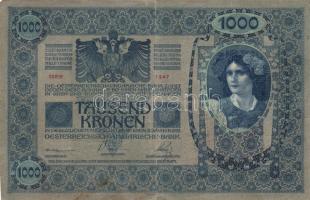 1902. 1000K "Magyarország" piros körlebélyegzéssel T:III