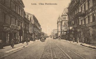 Lodz Piotrkowska street, tram, hotel, shops